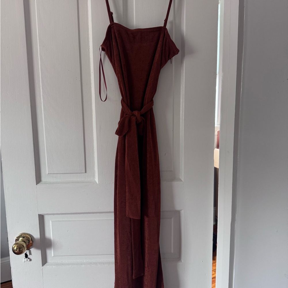 Selfie Leslie Burgundy Maxi Dress with Spaghetti Straps